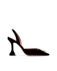 Черные замшевые туфли с украшением от Amina Muaddi