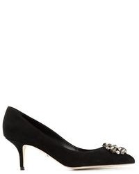 Черные замшевые туфли с украшением от Dolce & Gabbana
