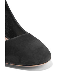 Черные замшевые туфли с украшением от Miu Miu