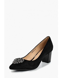 Черные замшевые туфли с украшением от Pierre Cardin