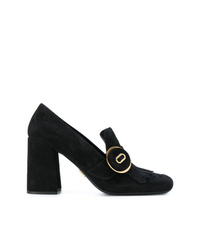 Черные замшевые туфли с украшением от Prada