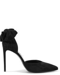 Черные замшевые туфли с украшением от Saint Laurent