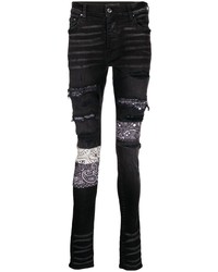 Мужские черные зауженные джинсы в стиле пэчворк от Amiri