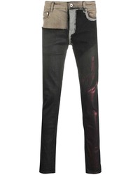 Мужские черные зауженные джинсы в стиле пэчворк от Rick Owens DRKSHDW