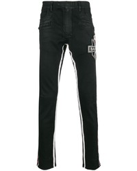 Мужские черные зауженные джинсы с вышивкой от Balmain
