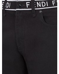 Мужские черные зауженные джинсы с вышивкой от Fendi