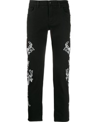 Мужские черные зауженные джинсы с вышивкой от Dolce & Gabbana