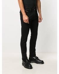 Мужские черные зауженные джинсы с вышивкой от Diesel