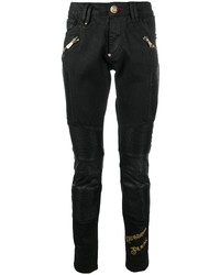 Мужские черные зауженные джинсы с вышивкой от Philipp Plein
