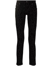Мужские черные зауженные джинсы с леопардовым принтом от Dolce & Gabbana