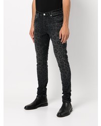 Мужские черные зауженные джинсы с леопардовым принтом от purple brand