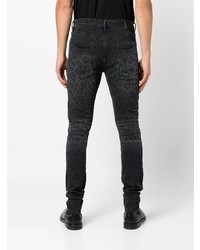 Мужские черные зауженные джинсы с леопардовым принтом от purple brand