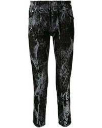 Мужские черные зауженные джинсы с принтом тай-дай от Dolce & Gabbana