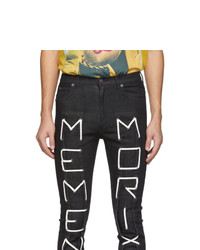 Мужские черные зауженные джинсы с принтом от Gucci