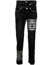 Мужские черные зауженные джинсы с принтом от C2h4