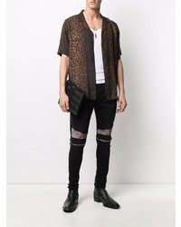 Мужские черные зауженные джинсы с принтом от Amiri