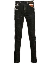 Мужские черные зауженные джинсы с принтом от purple brand