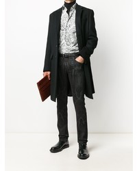 Мужские черные зауженные джинсы с принтом от Etro