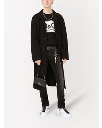 Мужские черные зауженные джинсы с украшением от Dolce & Gabbana