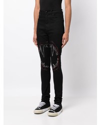 Мужские черные зауженные джинсы с украшением от Haculla