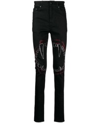 Мужские черные зауженные джинсы с украшением от Haculla