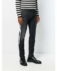 Мужские черные зауженные джинсы с украшением от Neil Barrett