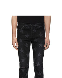 Мужские черные зауженные джинсы со звездами от TAKAHIROMIYASHITA TheSoloist.