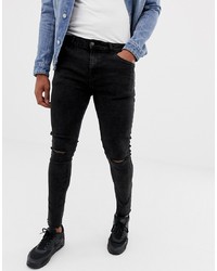 Мужские черные зауженные джинсы от Bershka