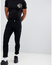 Мужские черные зауженные джинсы от Versace Jeans