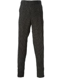 Мужские черные классические брюки в вертикальную полоску