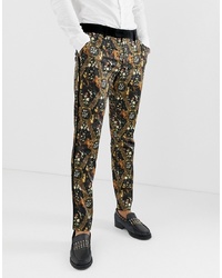 Мужские черные классические брюки с принтом от ASOS Edition