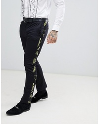 Мужские черные классические брюки с принтом от Twisted Tailor