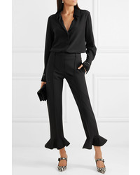 Женские черные классические брюки с рюшами от Valentino