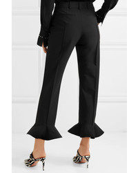 Женские черные классические брюки с рюшами от Valentino