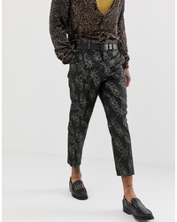 Мужские черные классические брюки с цветочным принтом от ASOS Edition