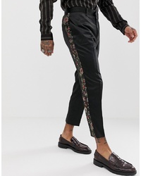Мужские черные классические брюки с цветочным принтом от ASOS Edition