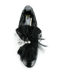 Черные кожаные балетки с украшением от Lanvin
