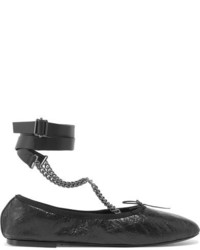 Черные кожаные балетки с украшением от Valentino