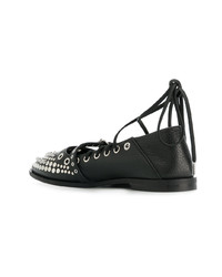 Черные кожаные балетки с шипами от McQ Alexander McQueen