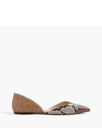 Черные кожаные балетки со змеиным рисунком