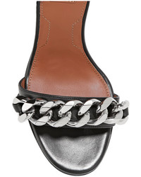 Черные кожаные босоножки на каблуке с украшением от Givenchy