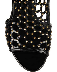 Черные кожаные босоножки на каблуке с украшением от Tamara Mellon
