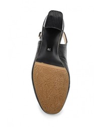 Черные кожаные босоножки на каблуке от Ascalini