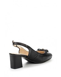 Черные кожаные босоножки на каблуке от Ascalini