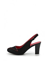 Черные кожаные босоножки на каблуке от Ascalini