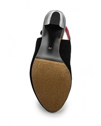 Черные кожаные босоножки на каблуке от Ascalini