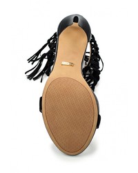 Черные кожаные босоножки на каблуке от Bebe