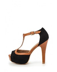 Черные кожаные босоножки на каблуке от Benini