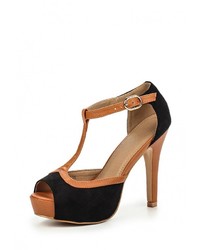 Черные кожаные босоножки на каблуке от Benini