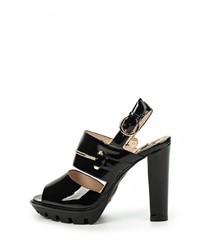 Черные кожаные босоножки на каблуке от Betsy